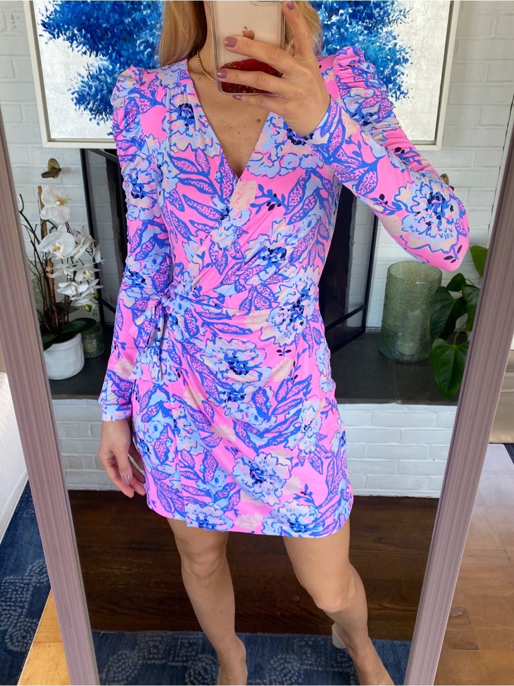 LILLY PULITZER Jemma Sleeved Pink & Blue Floral Romper/Mini Dress! 💕